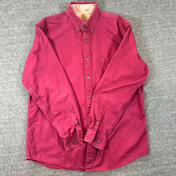 King Ranch Button Down Shirt Western Style Casual Top Long Sleeve Mens Large Red - Picture 10 of 10